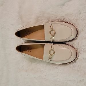 Naturalizer Ivory Loafers with Gold Hardware